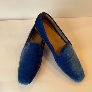 Lands End Women's Blue Velvet Loafers Driving Shoes 8B